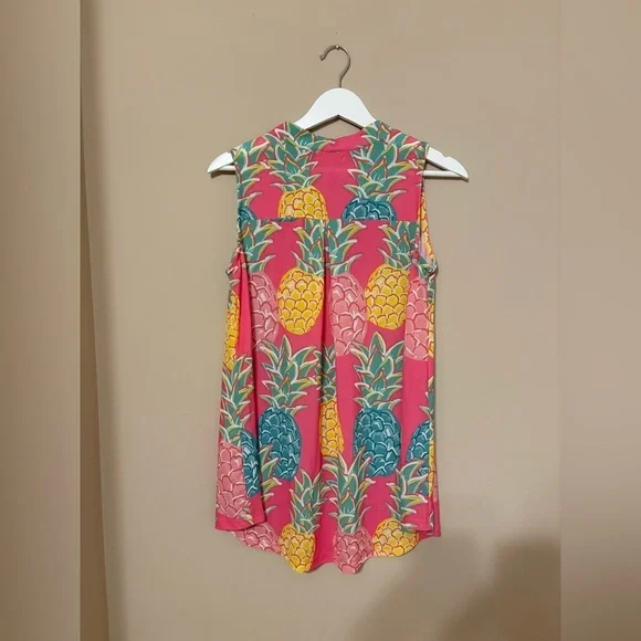 Simply Southern Women's S Pink Pineapple Print Sleeveless Tank Top - Picture 5 of 5